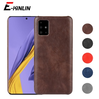 Hard PC Litchi PU Leather Phone Case For Samsung Galaxy A01 Core A21s A23 A31 A51 A71 5G Shockproof Protective  Back Cover