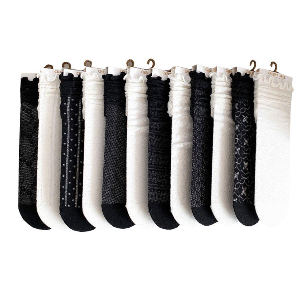 SUSANS Fashion Breathable Net Socks Girl Gift Black White Lace Bow ...