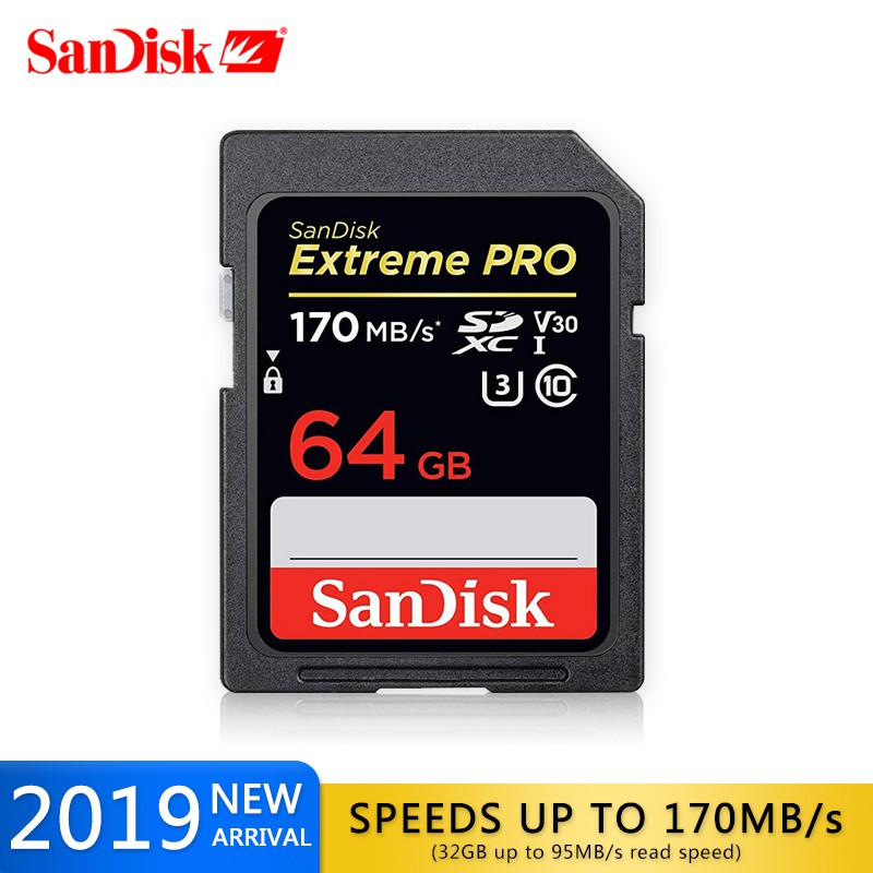 SanDisk Extreme Pro SD Card SDXC 64GB up to 170MB/s UHS-I Class10 SDHC Memory Card 4K for SLR Camera