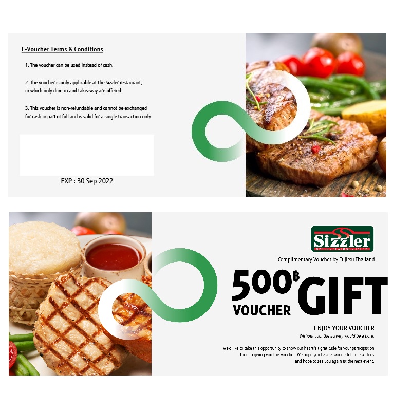 Gift Voucher Sizzler 500฿ ... Exp. 30 Sep 2022