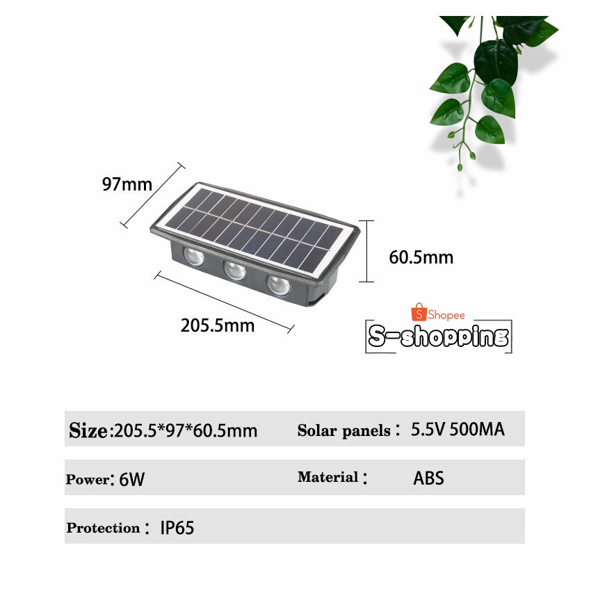 TOP TJ-6LED  6W โคมไฟตกแต่งบ้าง Solar light ติดผนัง ติดรั้วบ้าน เพิ่มความสวยงาม ราคา ถูกที่สุด ดีลบีเคเค แกลเลอรีภาพที่ 2