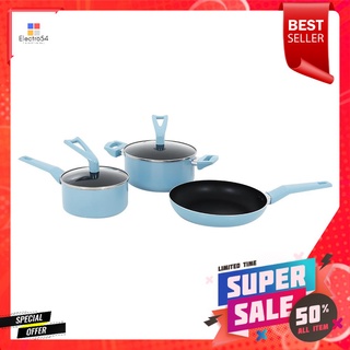 ชุดเครื่องครัว INDUCTION EKONO ICEY BLUE สีฟ้า 5 ชิ้นINDUCTION COOKING SET EKONO ICEY LIGHT BLUE 5PCS