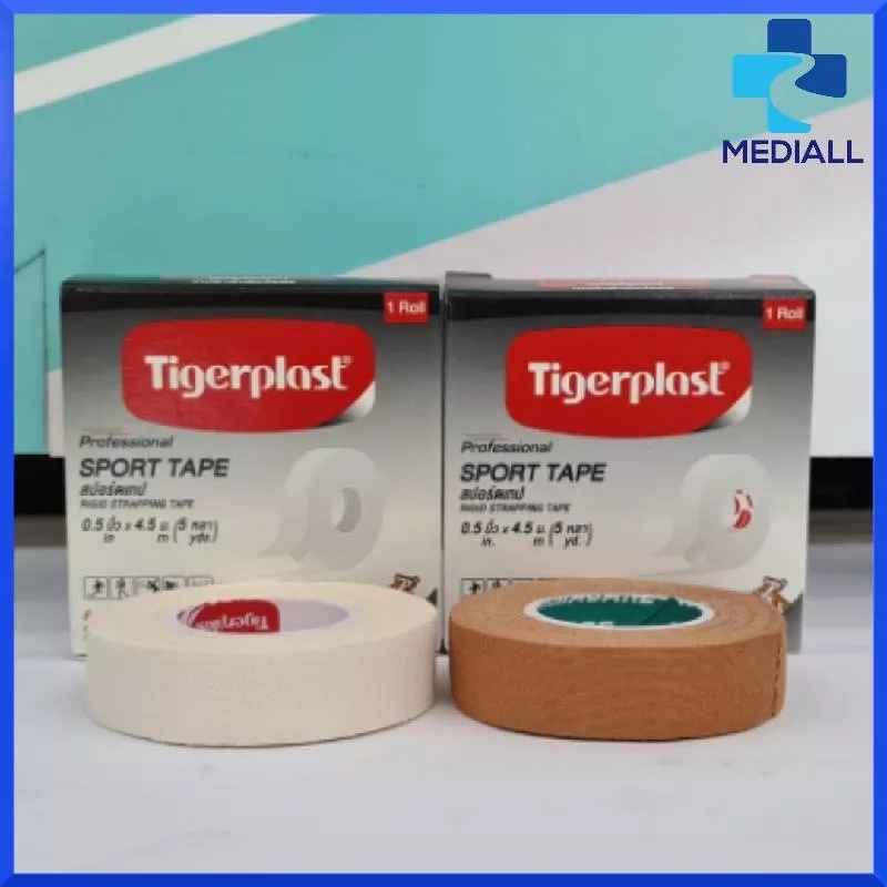 Tigerplast Sport Tape เทปผ้าพันยึดข้อต่อ ขนาด 0.5นิ้วx4.5ม.(5หลา) ไทเกอร์พล๊าส สปอร์ตเทป