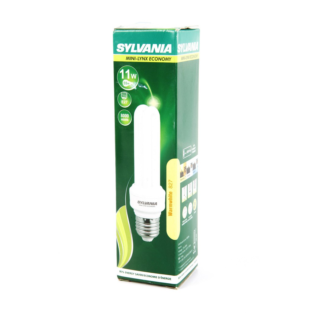 Sylvania Mini-Lynx Economy 2U 11W ซิลวาเนียหลอดประหยัดไฟ 2U แสงวอร์ม แพ็ค 10 ส่งฟรี