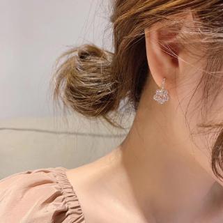 【CICI】ต่างหู Crystal Flowers Earrings Hoop Earrings
