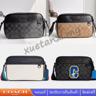 Coach กระเป๋าถือผู้ชาย C4149 C4147 C4027 Snoopy กระเป๋าสะพายข้างแบบซิปคู่