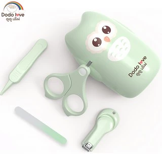 DODOLOVE ชุดกรรไกรตัดเล็บเด็กเล็ก 4 ชิ้น กรรไกรตัดเล็บ แหนบ ตะไบ กรรไกรหัวสั้น