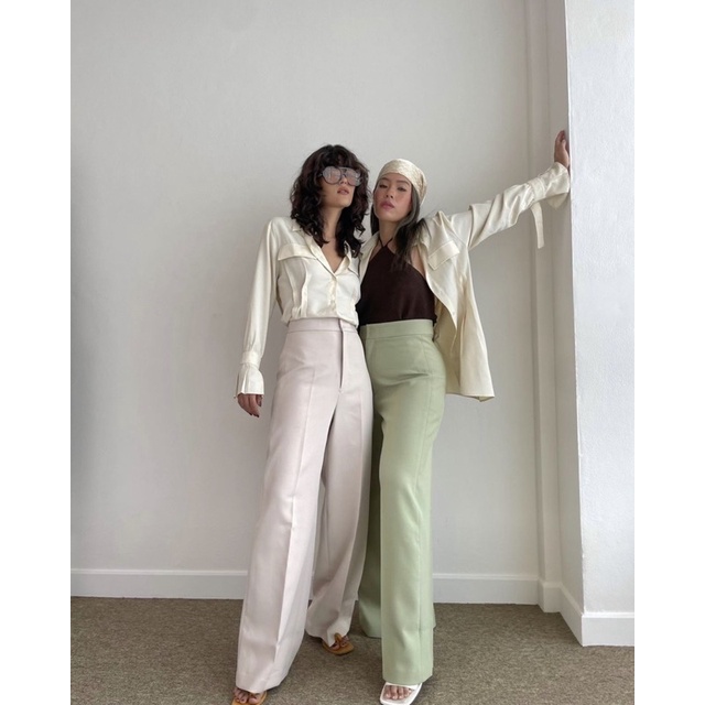 ส่งต่อ pur.studio กางเกงขายาว New +5cm สี Ivory size L