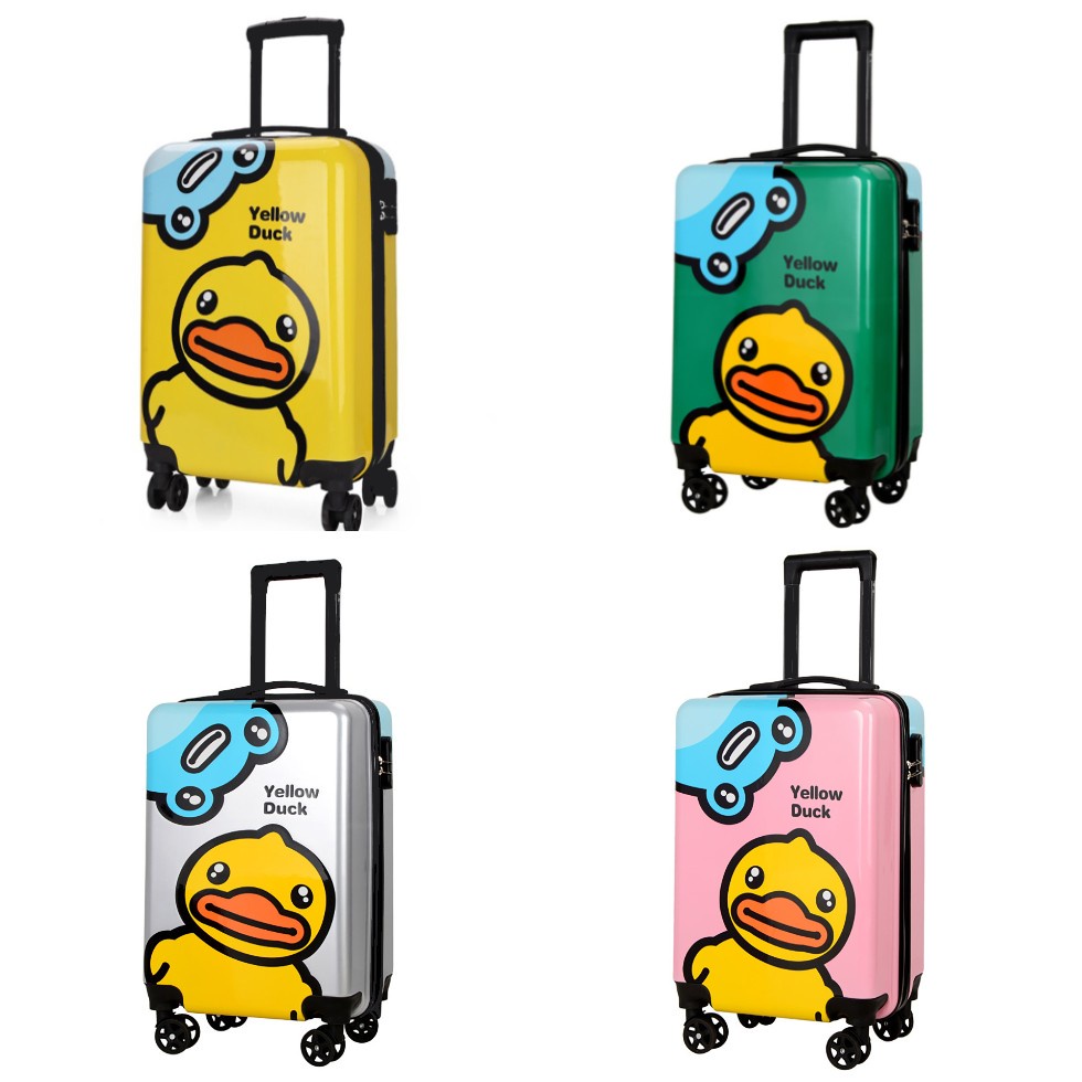 กระเป๋าเดินทางล้อลากสำหรับเด็ก ขนาด 20 นิ้ว ลายเป็ดเหลือง (สีเหลือง,สีเขียว,สีเงิน,สีชมพู)