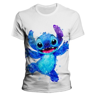 เสื้อยืดแขนสั้นลําลอง พิมพ์ลาย Disney Lilo &amp; Stitch 3 มิติ แฟชั่นฤดูร้อน สําหรับผู้ชาย และผู้หญิ