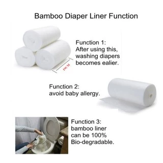 BabyBua กระดาษเยื่อไผ่ 100 แผ่น Nappy liners กระดาษออร์แกนิค กระดาษกรองอุจจาระ เหนียวนุ่ม ทำจากเยื่อไผ่ 100%