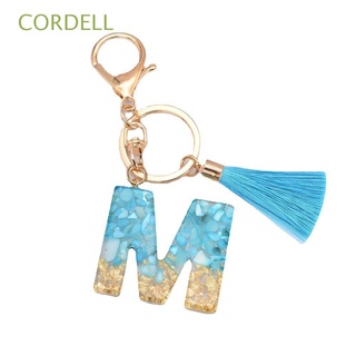 Cordell พวงกุญแจเรซิ่น จี้ตัวอักษร 26 ตัว ประดับพู่ สีฟ้า เครื่องประดับแฟชั่น สําหรับรถยนต์