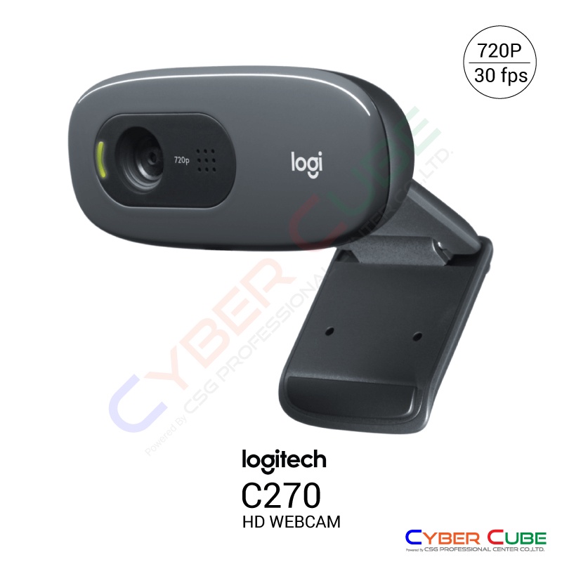 Logitech C270 HD WEBCAM ( กล้องเว็บแคม ) HD Video Calls (Mono Mic) /720p /30fps /Fixed Focus