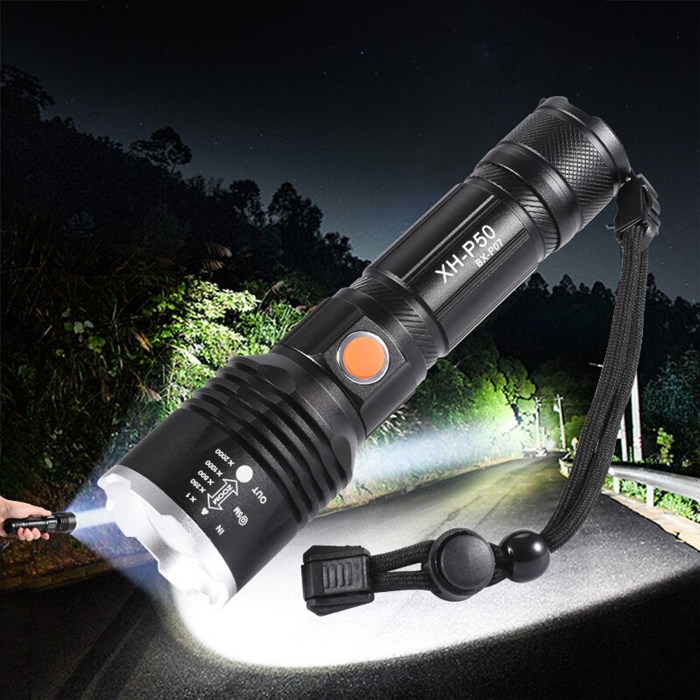 Telecorsa ไฟฉาย XHP50 LED สว่างเป็นพิเศษ รุ่น XH-P50-1500-Lumens-Glare-Flashlight-Torch-02B-K2