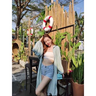 KoreaDressShirt🥤เชิ้ตตัวยาวแขนบอลลูน🍦มีเชือกผูกเอว