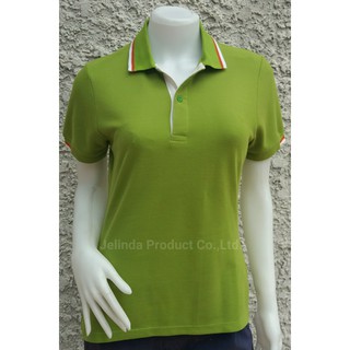 Polo W1021  เสื้อโปโลสีพื้น  หญิง  สีเขียวขี้ม้า มีเก็บเงินปลายทาง