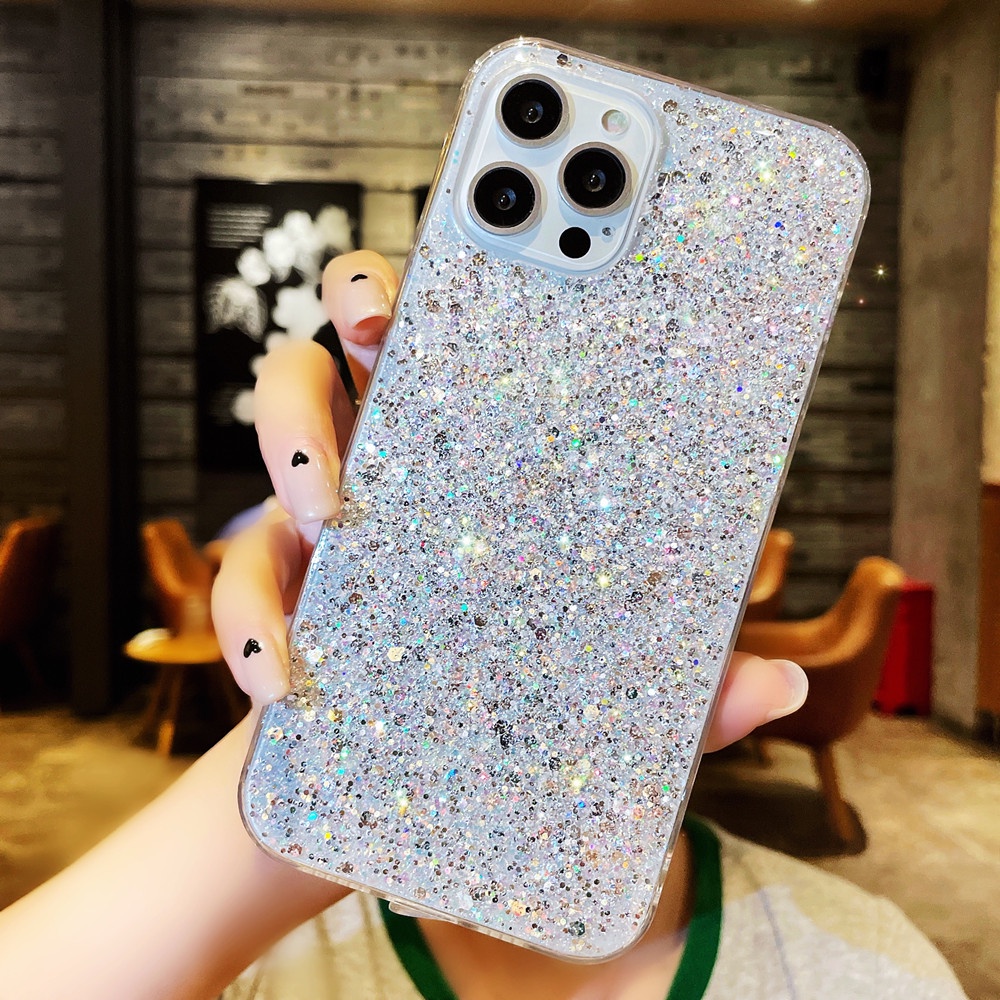 หรูหราเงาBlingสําหรับApple IPhone 13 Pro Max 12 11 Pro Max XR X XS Max 6 6s Soft GlitterซิลิโคนกรณีT