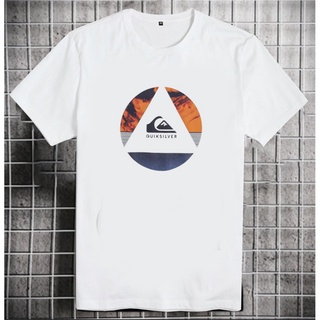 Quiksilver-เสื้อยืดลําลองสําหรับผู้ชายแขนสั้นสีขาวสไตล์คลาสสิคSize S-5XL