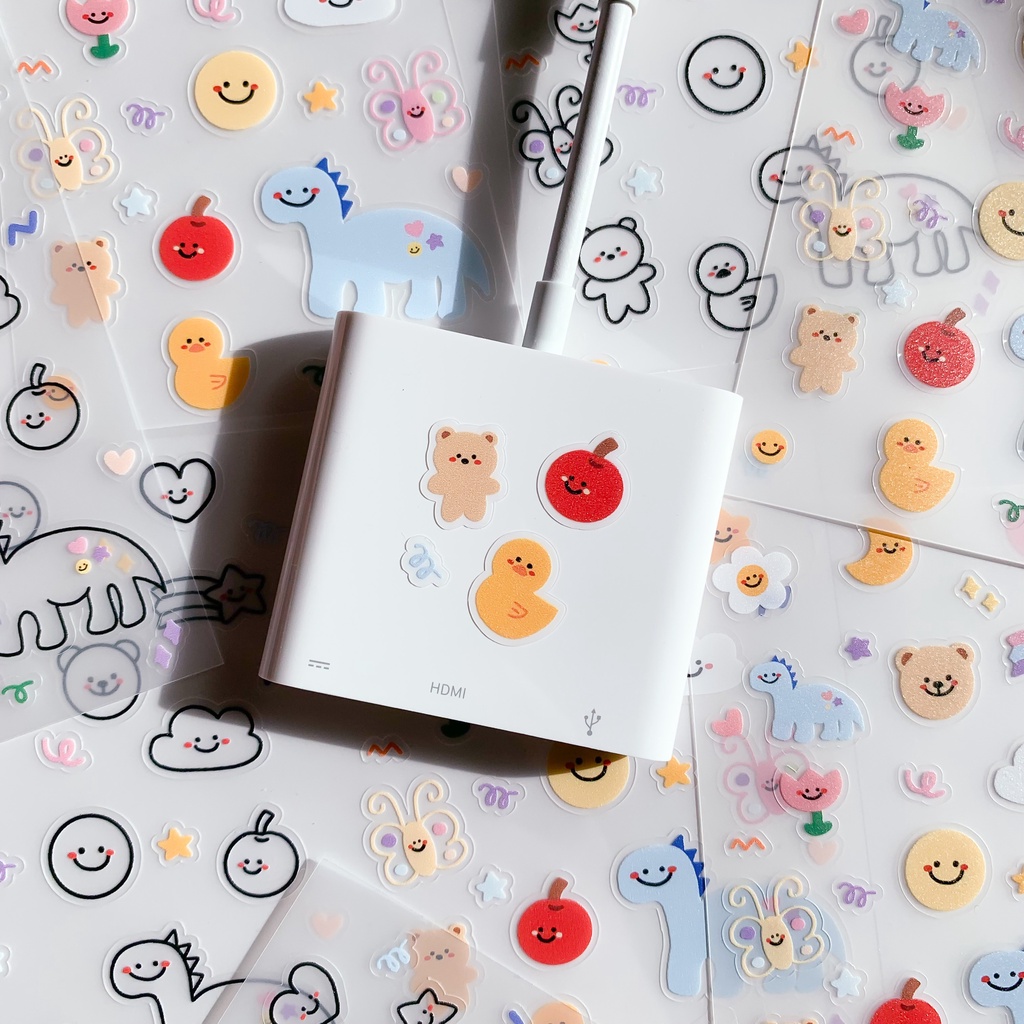 STICKER ⌗ น้องกระปุ้กกระปิ้ก pvc สติกเกอร์ใส (1setได้2แผ่น)