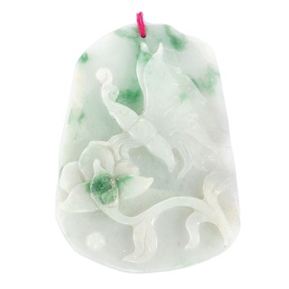 จี้หยกแท้แกะสลัก (Carved Jade Pendent) 34x48 mm - (JD-0006 สีเขียว)