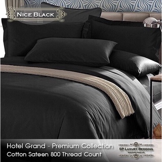 SP Luxury ชุดผ้าปูที่นอนสีดำ Nice Black 5 ฟุต (7 ชิ้น) รุ่น Luxury Collection