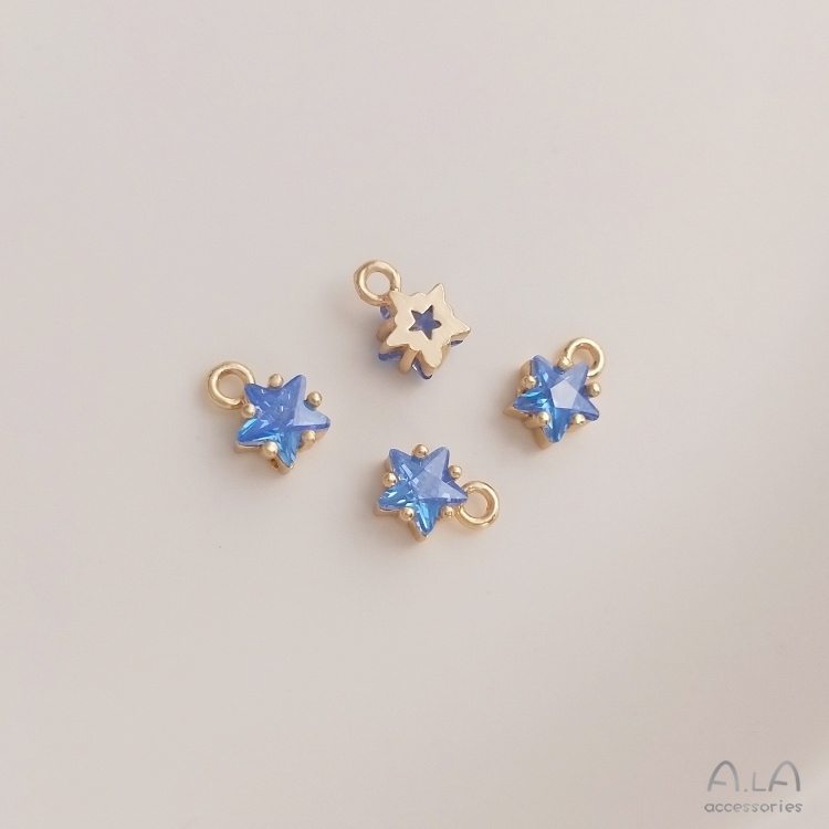 เครื่องประดับDIYขายส่ง จี้หินนําโชค ชุบทอง 14K รูปดาวห้าแฉก 12 กลุ่มดาว ประดับเพทาย เครื่องประดับ DIY[จี้/ห้อยลูกปัด/สร้อยข้อมือ/สร้อยคอ/ต่างหู]