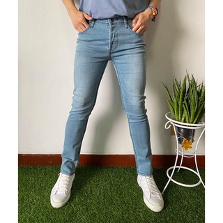 กางเกงยีนส์ขาเดฟ ผ้ายืด สีซีดWS216