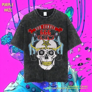 เสื้อยืด ขนาดใหญ่ พิมพ์ลาย Haze Zombie 666 Crew สีม่วง | หินล้างทําความสะอาด | เสื้อยืด ขนาดใหญ่ | เสื้อท็อปสามารถปรับแต