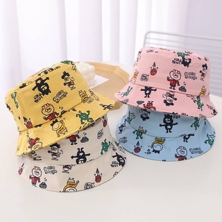 ☆พร้อมส่ง☆ หมวกเด็ก 4เดือน-3ปี รอบหัว:49-51 cm. หมวก Bucket หมวกเด็กปีกรอบสกรีนลายการ์ตูน 🙋‍♂️ หมวกกันแดดสีสันสดใส