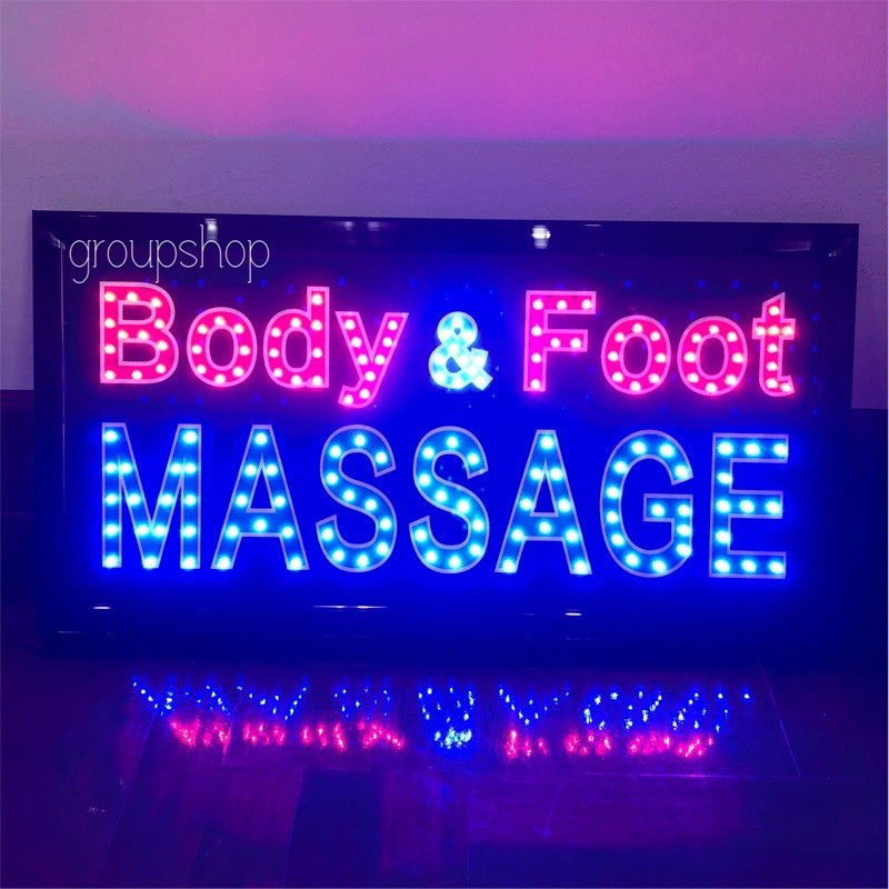 ป้ายไฟLED*Body&foot Massage* ป้ายไฟ ป้ายไฟสำเร็จรูป ป้ายไฟเปิดร้าน ป้ายไฟตกแต่งร้าน ป้ายไฟร้านนวด (LB00122)
