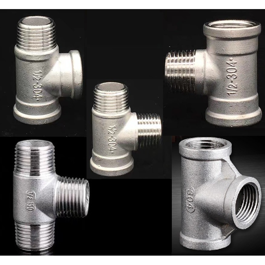 [HB461] SUS304 Stainless Steel G 1/2 TEE เกลียวชายหญิงท่อเชื่อมต่ออะแดปเตอร์ข้อต่อ
