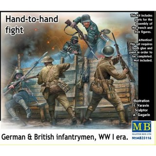 ฟิกเกอร์โมเดล Master Box Model 1/35 MB35116 Hand-to-hand fight, German &amp; British Infantrymen, WW I era