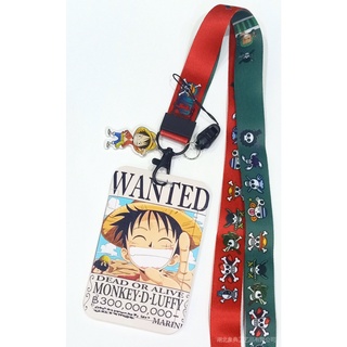 【สินค้าสปอต】 One Piece Card Holder สายคล้องคอ สายคล้องบัตรพนักงาน บัตรนักเรียน พร้อมซองใส่บัตรเป็นพลาสติก ลาย น่ารัก ขนาดสายยาว 43cm