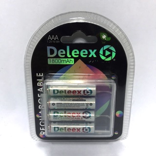 Deleex ถ่านชาร์จ AAA 1.2V 1800mAh(แพ็ค4ก้อน)