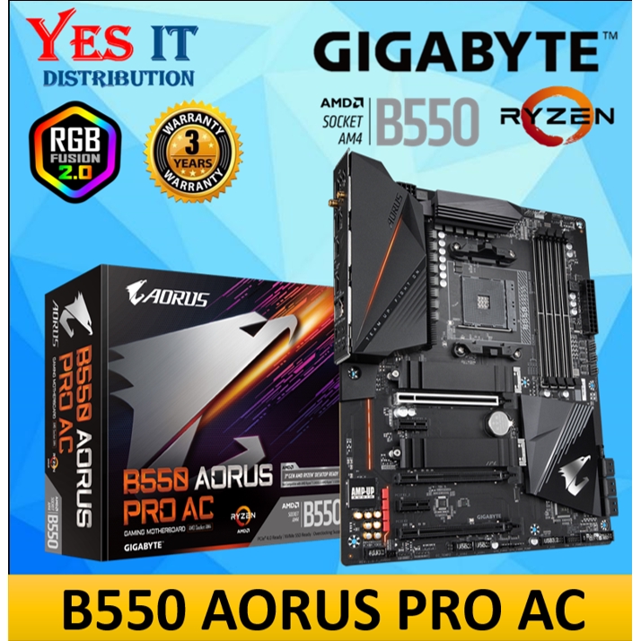 GIGABYTE B550 AORUS PRO AC ATX AMD AM4 B550 CHIPSET GAMING MOTHERBOARD + AMD RYZEN PROCESSOR
