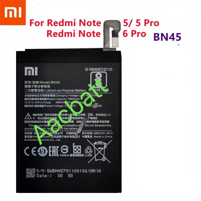 แบตเตอรี่ Xiaomi Redmi Note 5 / Redmi Note 5 Pro / Redmi Note 6 Pro BN45 4000mAh