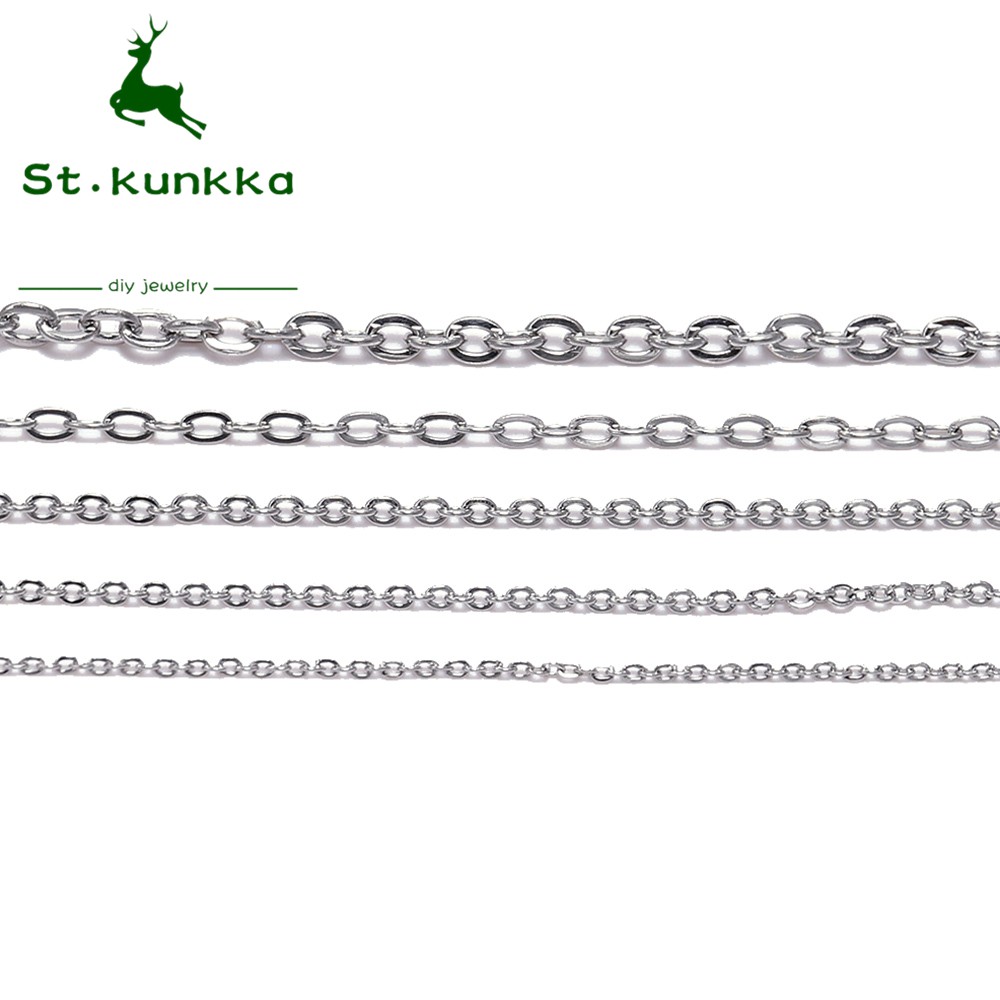 สร้อยคอโซ่สแตนเลส 5 ม. ล็อต 1.2 x 1.5 x 2.0 x 2.4 x 3.0 มม.