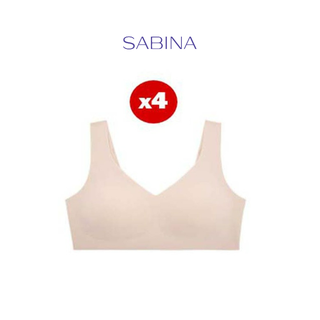 Sabina เสื้อชั้นใน (Set 4 ชิ้น) (ไม่มีโครง) รุ่น Soft Collection Seamless Fit รหัส SBXK119CD สีเนื้อเข้ม