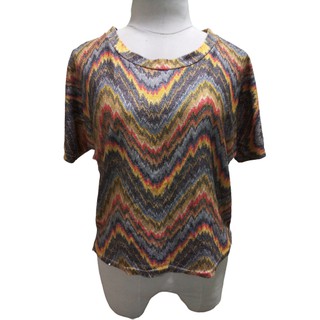 เสื้อยืดผสมดิ้นทองลายริ้วสีครีม รอบอก 38 นิ้ว