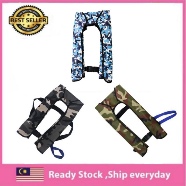 Manual Inflatable Adult Life Jacket Fishing Boating w/gas กระบอกสูบ 33g พร้อมใช้งาน