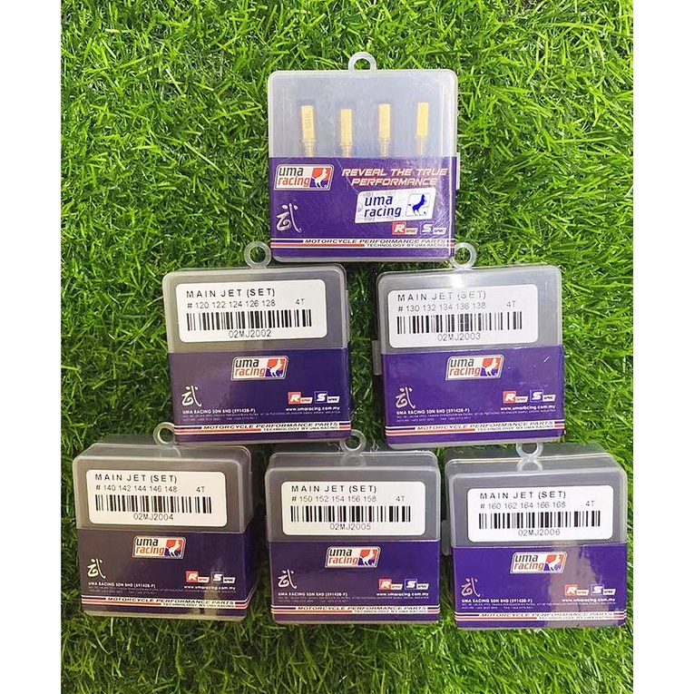 UMA RACING 100% MAIN JET KIT SET 5PCS DLM 1 KOTAK [ 110-118 & 120-128 & 130-138 & 140-148 & 150-158 