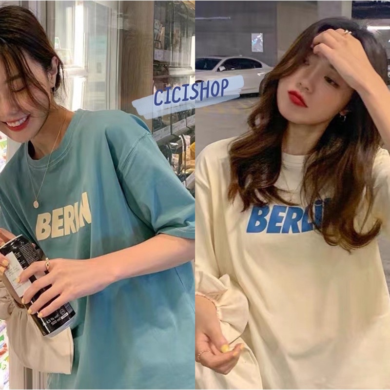 ส่งทันที Cici(NO. Be0037)เสื้อยืดคอกลมแขนสั้น สีสวย เนื้อผ้าดี ลายสกีนสไตส์เกาหลี