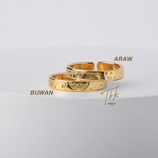 Tbk Araw At Buwan แหวนแต่งงาน ทอง 18K ลายดวงอาทิตย์ และดวงจันทร์ 793R