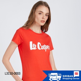 ของแท้100% Lee cooper L3110-0003 เสื้อยืดผู้หญิงสีแดง Slim Logo Tee - Red