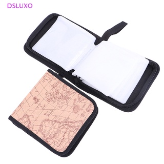 Dsluxo ขายดี กระเป๋าเคสแข็ง มีซิป ลายแผนที่โลก 40 แผ่น สําหรับจัดเก็บแผ่น CD DVD