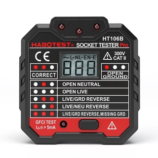 Habotest HT106 Digital display socket tester EU US plug polarity phase check detector Voltage test electroscope HT106d HT106b