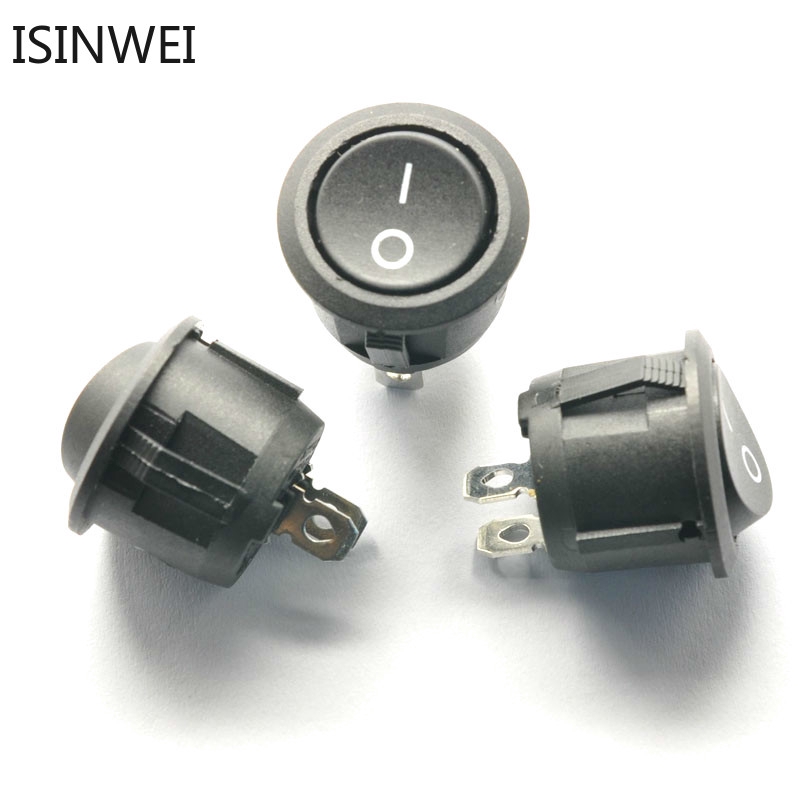 สวิทช์โยกพลาสติกทรงกลม 20 ชิ้น kcd 1-105 23 มม. 10a/125 v 6a/250 v สีดํา 2 pin