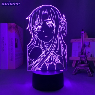 โคมไฟ Led อะคริลิค ลายการ์ตูนอนิเมะ Sword Art Online Asuna SAO+W*Y 3d สําหรับตกแต่งห้องนอน