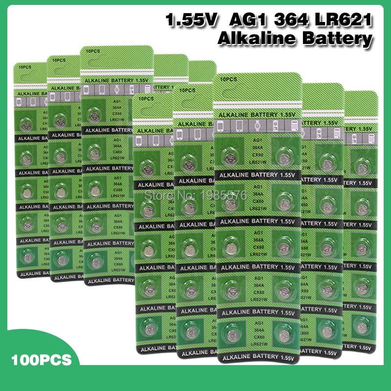 100Pcs AG1 AG 1 Watch Clock Battery Pilas LR621 LR 621 LR621W SR621SW SR621 1.55V Button Coin Cell B