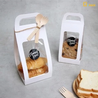 BW005-W(ขาว) กระดาษห่อถุงเจาะหน้าต่าง 2 ด้าน(แพ็คละ 50 ใบ) ราคาไม่รวมถุง/หัวปิดถุงหูหิ้วใส่คุกกี้ ขนม เบเกอรี่/depack